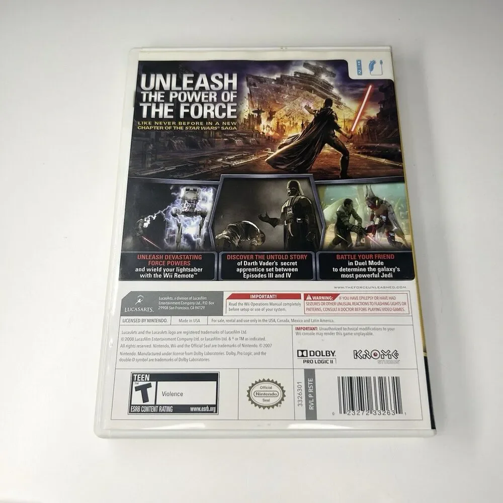 Star Wars: The Force Unleashed (Nintendo Wii, 2008) Complete w/ Manual TESTED